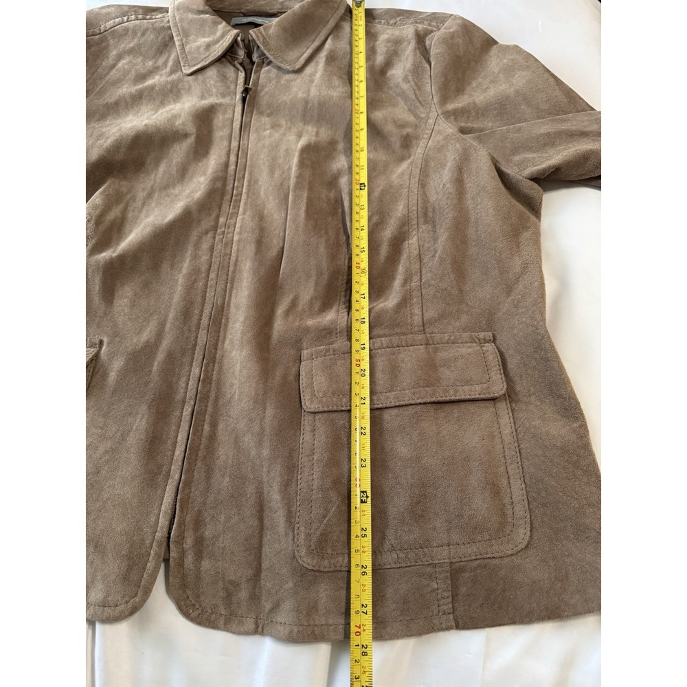 Vintage Liz Claiborne Women's 3X Leather Suede Jacket Tan Full Zip Lined Pockets - Picture 6 of 12